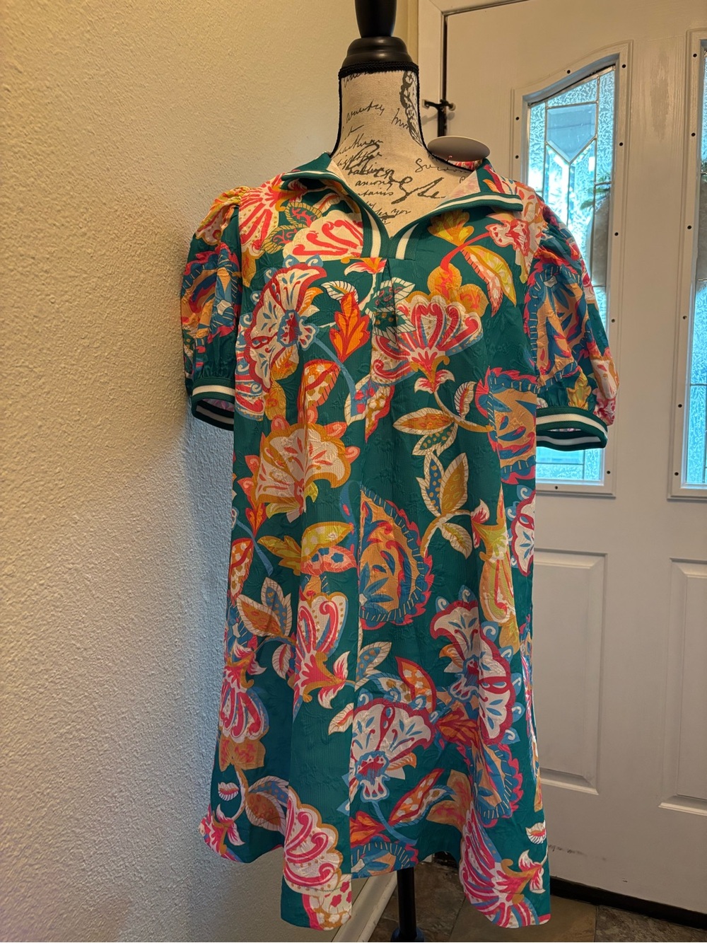 Umgee Jacquard Paisley Print Puff Sleeve Tunic Dress🛍️